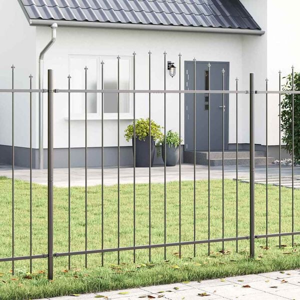 vidaXL Garden Fence Grey 170 x 190 cm Powder-Coated Steel