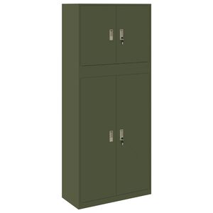 vidaXL Storage Cabinet 2 pcs Olive Green 90 x 40 x 210 cm Steel