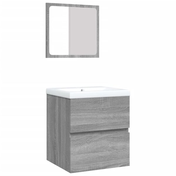 vidaXL Bathroom Sink Cabinet with Basin and Mirror Grey Sonoma