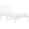 vidaXL Metal Bed Frame without Mattress with Headboard White 75x190cm