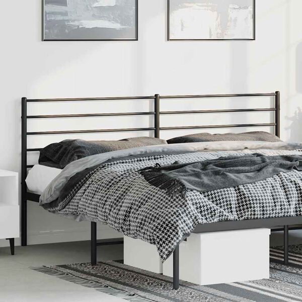 vidaXL Metal Replace Headboard Black 193 cm