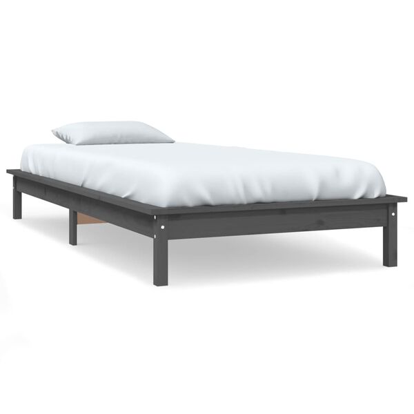 vidaXL Bed Frame without Mattress Grey 100x200 cm Solid Wood
