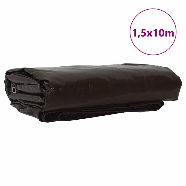 vidaXL Tarpaulin 650g / m&sup2; Brown 1.5 x 10 m Canvas with PVC Coating