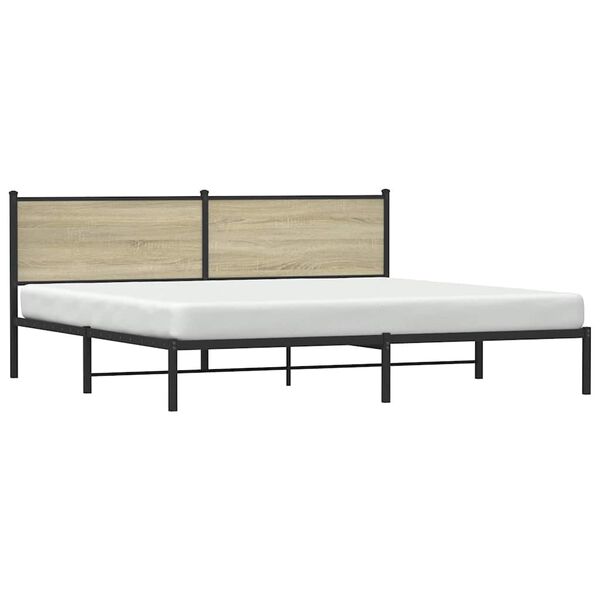 vidaXL Metal Bed Frame without Mattress Sonoma Oak 193x203 cm