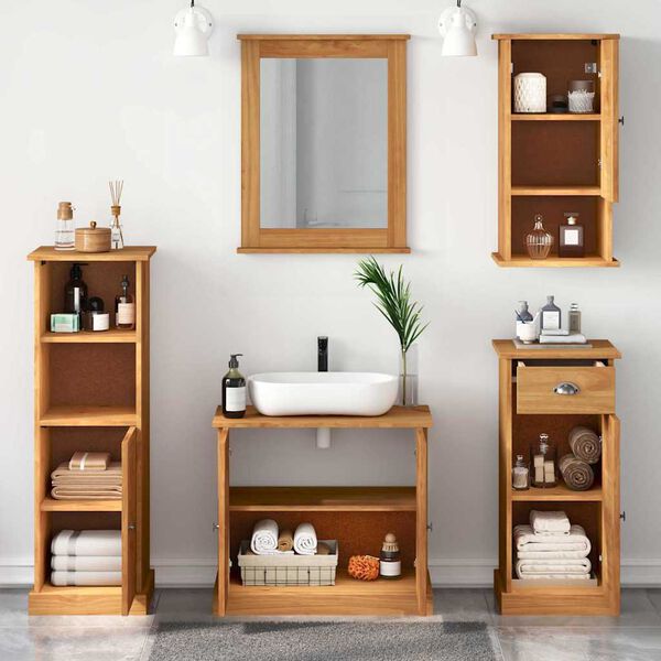 vidaXL Bathroom Furniture Set VIGO 5 pcs Honey Brown Solid Pine Wood