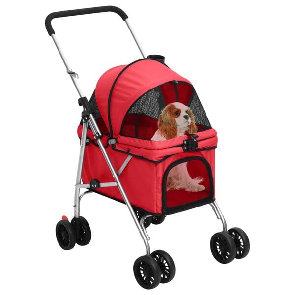 vidaXL Folding Dog Stroller Red 76x50x100 cm Oxford Fabric