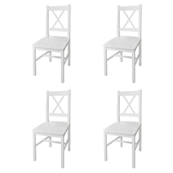 vidaXL Dining Chairs 4 pcs White Pinewood
