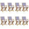 vidaXL Folding Garden Chairs 8 pcs Blue and White Fabric and Solid Wood
