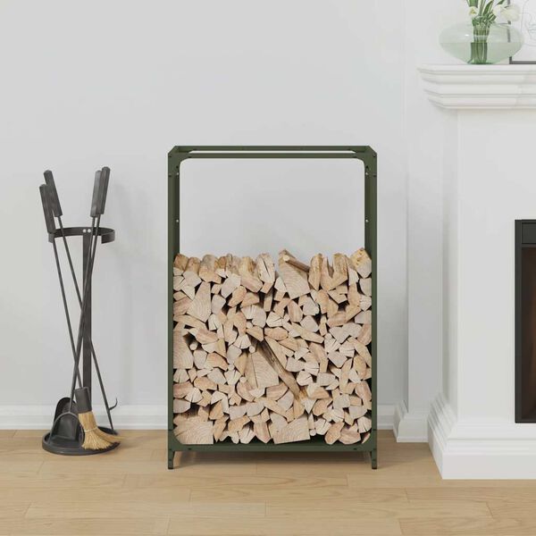 vidaXL Firewood Rack Olive Green 60x28x90 cm Cold-rolled steel