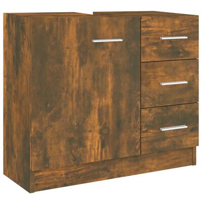 vidaXL Sink Cabinet Smoked Oak 63x30x54 cm Engineered Wood