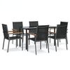 vidaXL 7 Piece Garden Dining Set Black Textilene and Steel