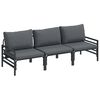vidaXL Garden Sofa Set with Cushion 3 pcs Black Steel