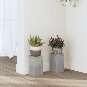 vidaXL Plant Stand 2 pcs Concrete Grey 10 x 10 x 18 cm Engineered Wood