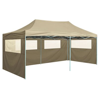 vidaXL Professional Folding Party Tent with 4 Sidewalls 3x6 m Steel Cream