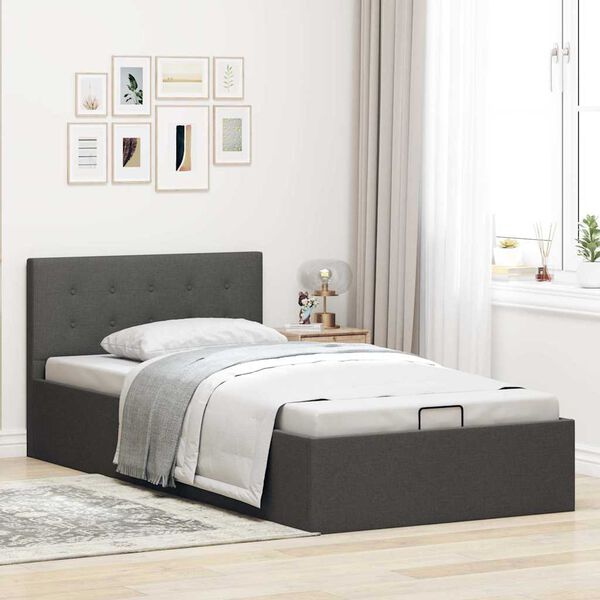 vidaXL Hydraulic Storage Bed Frame without Mattress Dark Grey 100x200cm