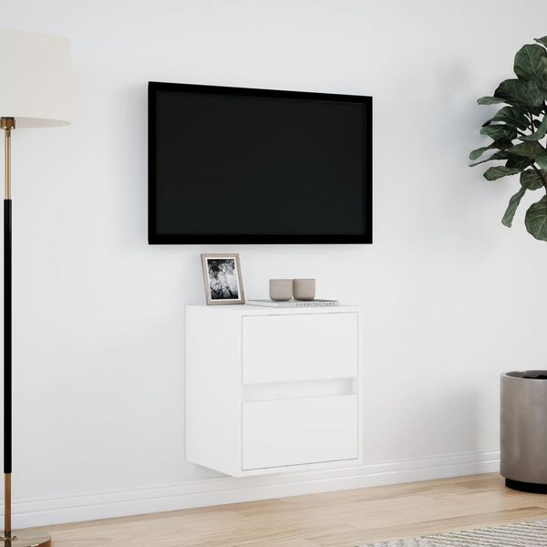 vidaXL TV Wall Cabinet with LED Lights White 41x31x45 cm