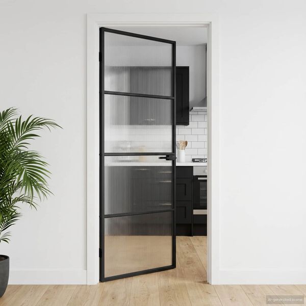 vidaXL Home Door 83 x 201.5 x 3.5 cm Aluminium and Tempered Glass