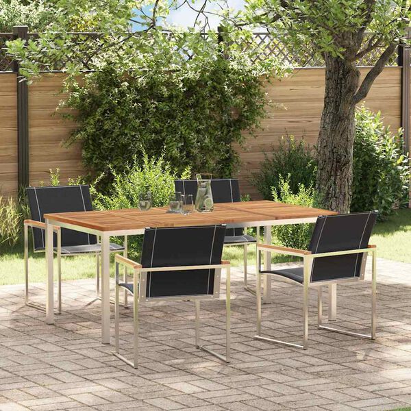 vidaXL Garden Dining Set 5 pcs Brown Solid Acacia Wood