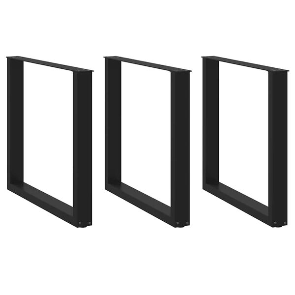 vidaXL Dining Table Legs U-Shaped 3 pcs Black 90x(72-73) cm Steel