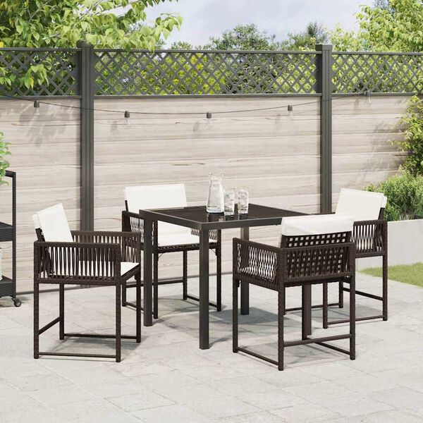 vidaXL Garden Dining Set 5 pcs Brown Poly Rattan