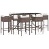 vidaXL 7 Piece Garden Bar Set with Cushions Brown Poly Rattan
