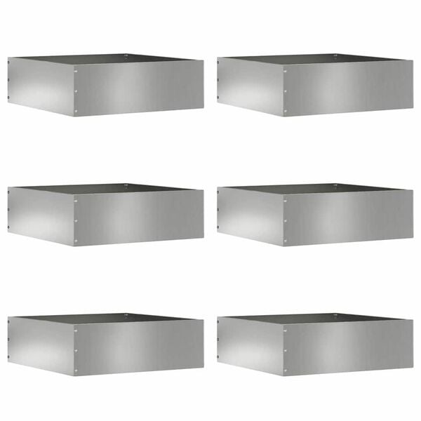 vidaXL Lawn Edging 6 pcs Silver 40 x 40 x 13 cm Galvanised Steel