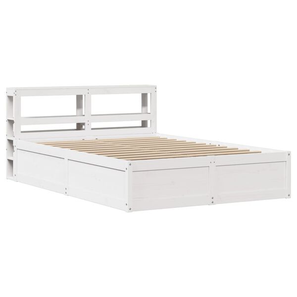 vidaXL Bed Frame with Headboard White 140x190 cm Solid Wood Pine
