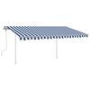 vidaXL Manual Retractable Awning with Posts 4x3 m Blue and White
