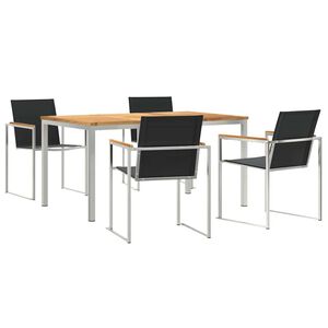 vidaXL Garden Dining Set 5 pcs Solid Teak Wood and Stainless Steel