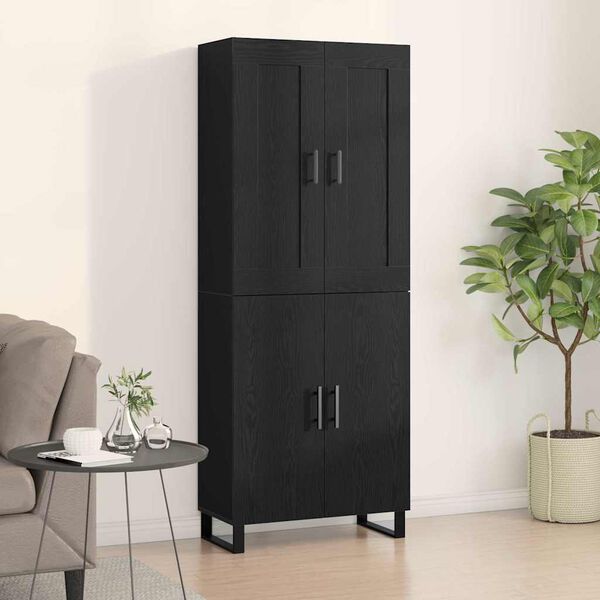 vidaXL Highboard Black Oak 69.5 x 34 x 180 cm Engineered Wood