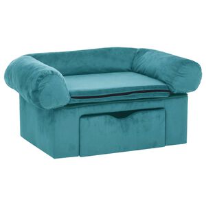 vidaXL Dog Sofa with Storage Turquoise 75 x 50 x 38cm Plush