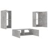 vidaXL 3 Piece TV Wall Cabinets with LED Lights Concrete Grey