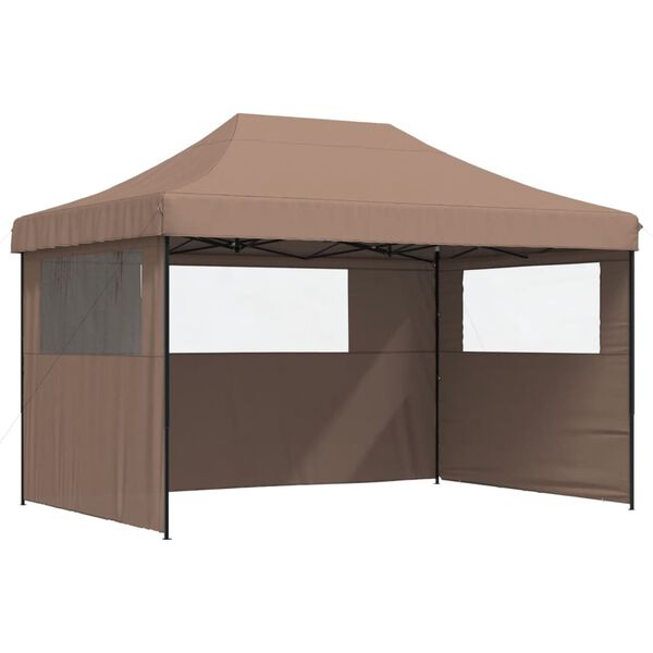 vidaXL Foldable Party Tent Pop-Up with 3 Sidewalls Brown