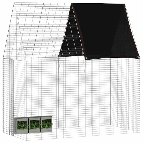 vidaXL Rabbit Cage Silver 200 x 100 x 210 cm Galvanised Steel