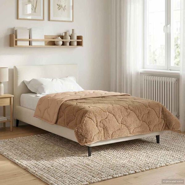vidaXL Full Year Duvet Taupe 135 x 200 cm Microfiber and Teddy fleece