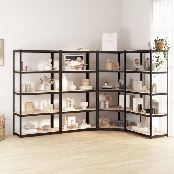 vidaXL 5-Layer Shelves 4 pcs Anthracite Steel&Engineered Wood