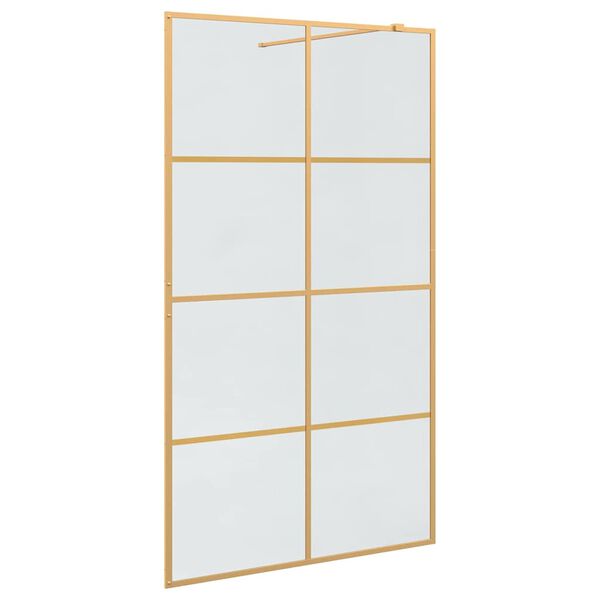 vidaXL Walk-in Shower Wall Gold 115 x 195 cm Tempered Glass