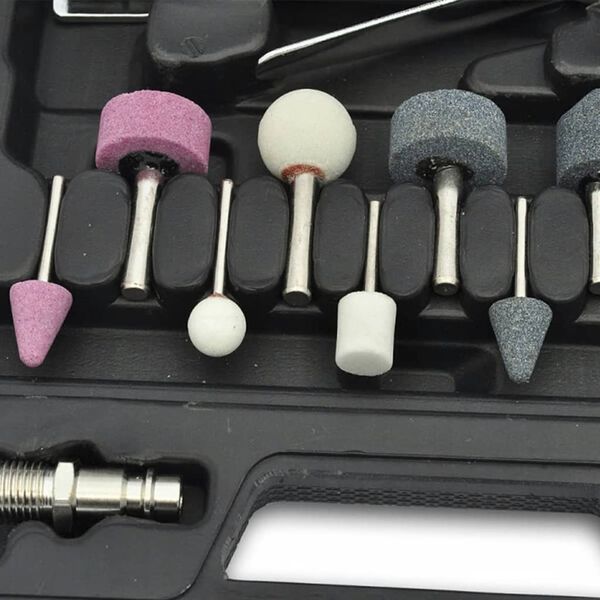 16 Piece 1/4" Air Die Grinder And Stone Kit Set