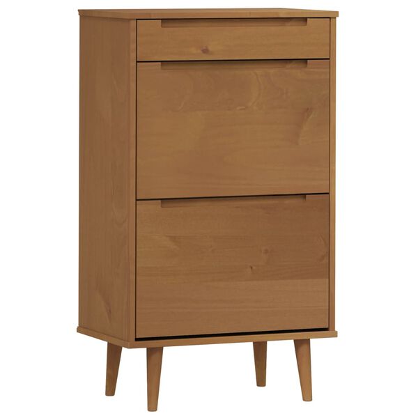 vidaXL Shoe Cabinet MOLDE Brown 59.5x35x103 cm Solid Wood Pine