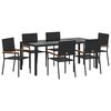 vidaXL Garden Dining Set 7 pcs Black Poly Rattan