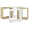 vidaXL Wall Cube Shelves 4 pcs White and Sonoma Oak 26x15x26 cm