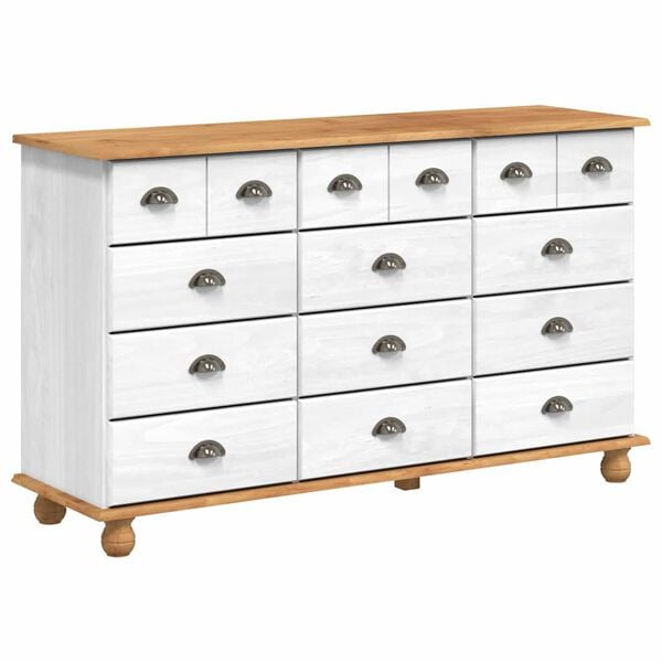 vidaXL Chest of Drawer ASKIM White 79 x 40 x 133.5 cm Solid Pine Wood