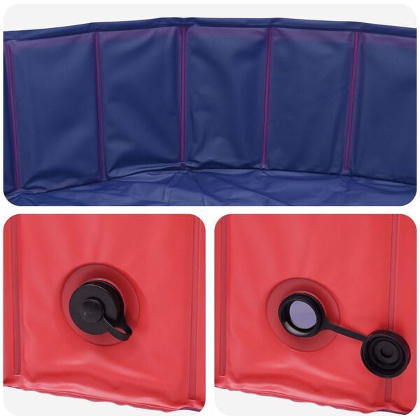 vidaXL Foldable Dog Swimming Pool Red and Blue 80 x 80 x 20 cm PVC