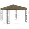 vidaXL Gazebo with LED String Lights 3x3 m Taupe Fabric
