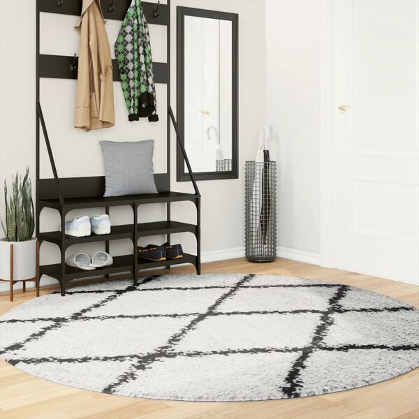 vidaXL Shaggy Rug PAMPLONA High Pile Modern Cream and Black &Oslash; 200 cm