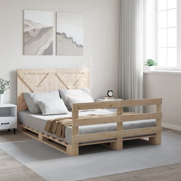 vidaXL Bed Frame without Mattress with Headboard 140x200 cm Solid Wood