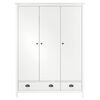 vidaXL 3-Door Wardrobe Hill White 127x50x170 cm Solid Pine Wood