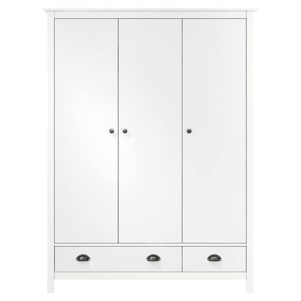 vidaXL 3-Door Wardrobe Hill White 127x50x170 cm Solid Pine Wood