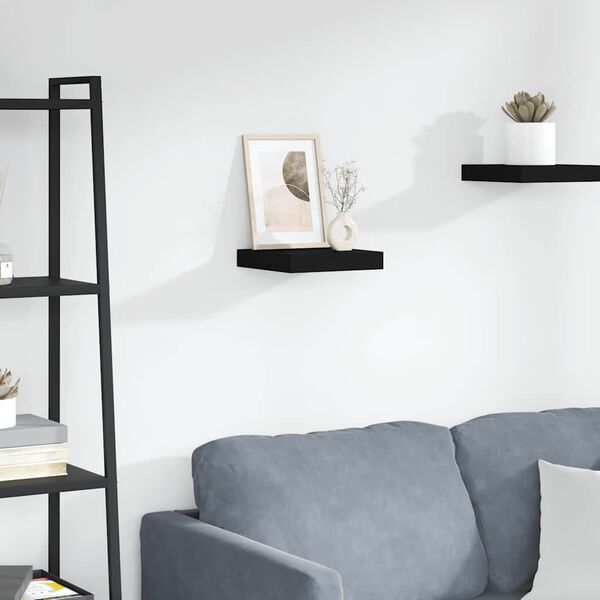 vidaXL Floating Wall Shelf Black 23x23.5x3.8 cm MDF