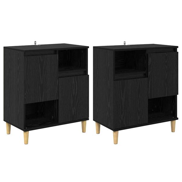 vidaXL Sideboards 2 pcs Black Oak 60 x 35 x 70 cm Engineered Wood